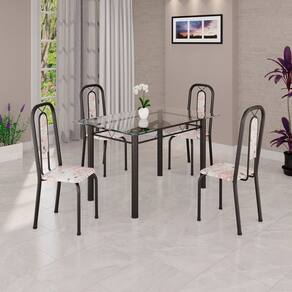 Conjunto Sala de Jantar com 4 Cadeiras Lívia Bege / Preto