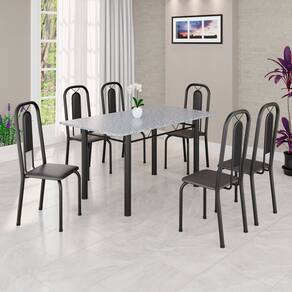 Conjunto Sala de Jantar com 6 Cadeiras Lívia Preto