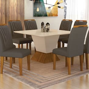Conjunto Sala de Jantar 8 Cadeiras Miami Yescasa freijo/cinza