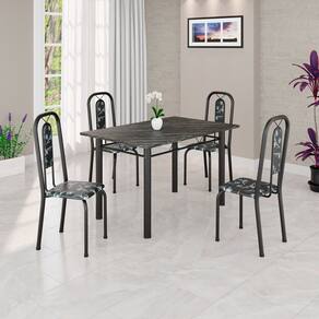Conjunto Sala de Jantar com 4 Cadeiras Lívia Preto