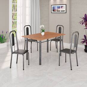 Conjunto Sala de Jantar com 4 Cadeiras Lívia Preto / Prata
