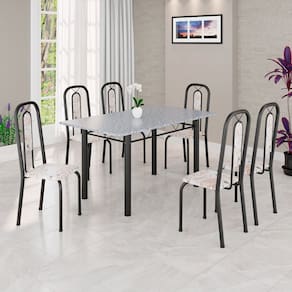 Conjunto Sala de Jantar com 6 Cadeiras Lívia Bege / Preto