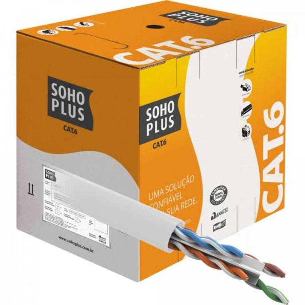 Cabo de Rede CAT.6 CMX CX 305m Branco Furukawa Sohoplus - CX / 305