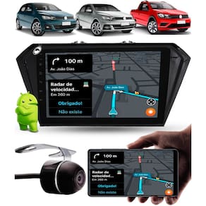 Multimídia 2 Din 9" Polegadas Android Gol Voyage Saveiro G7 G8 2017 Em Diante + Câmera de Ré