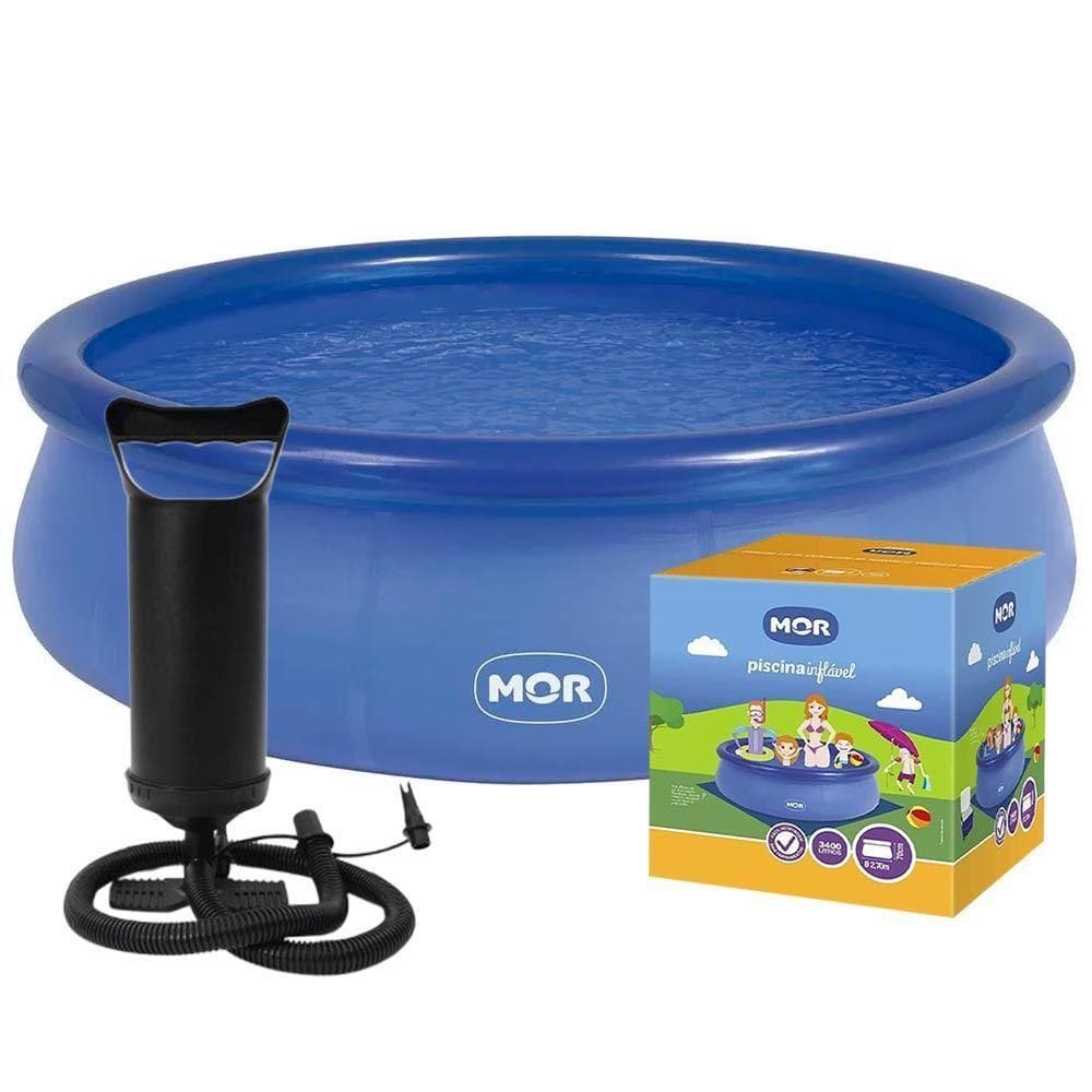 Piscina Inflável 3.400 Litros Circular 270cm Pvc Com Bomba Manual Azul Mor