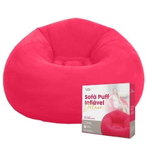 Sofá Poltrona Puff Inflável Deluxe Aveludado Vg+ Vermelho