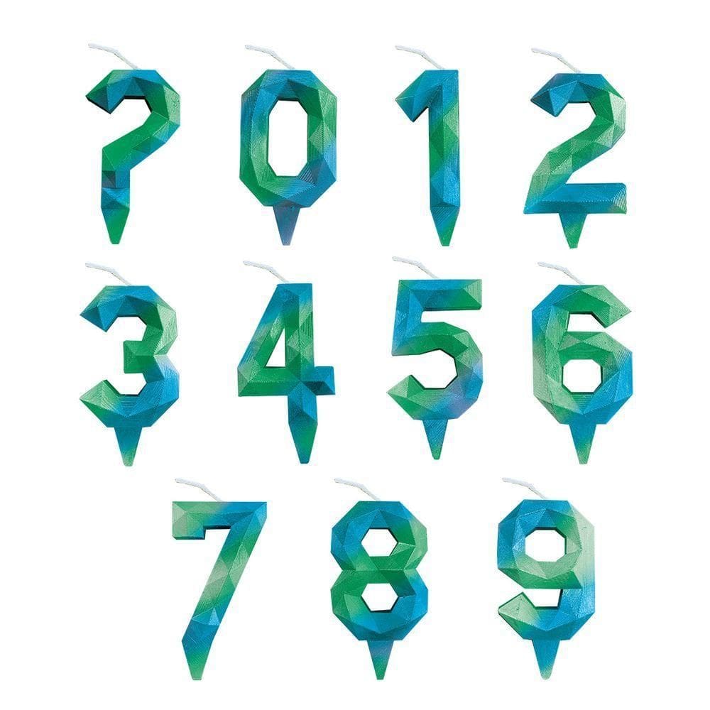 Vela De Aniversário Diamante Verde E Azul Modelo 8