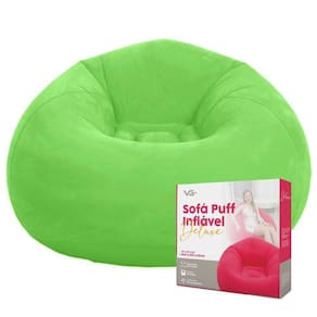 Sofá Poltrona Puff Inflável Deluxe Aveludado Vg+ Verde