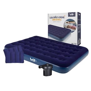 Colchão Casal Inflável + 2 Travesseiros + Bomba Elétrica 110v Vg Plus