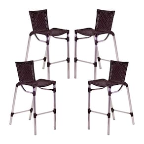 Kit 4 Banquetas Alumínio Alta Com Encosto para Bar Balcão Edícula Cozinha
