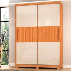Guarda-Roupa Solteiro Lume 2 Portas 3 Gavetas Cinamomo/Off White - Pnr Móveis