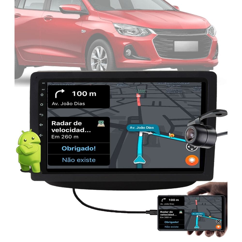 Multimídia 9" Polegadas Android Wi-fi GM Onix 2020 em Diante + Câmera de Ré + Moldura + Interface de Volante