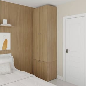 Guarda-roupa 2 Módulos 4 Portas 3 Prateleiras Frame Cabecasa madeiramadeira Acácia