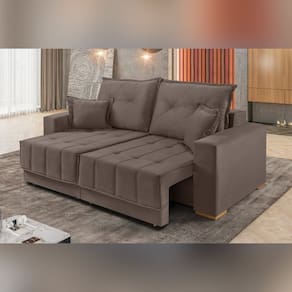 Sofá Retrátil 2 Lugares Veludo 100cm X 190cm Marrom