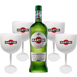 Kit 1 Martini Extra Dry 750ml + 4 Taças de acrílico personalizadas