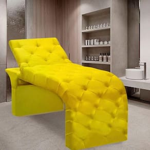 Maca Estofada Estética Cílios Regulável Spa Suede Maitê Amarelo