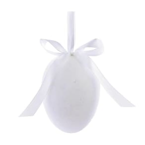Ovo Decorativo Para Pendurar Flocado Branco Flocked 12,5cm - 1 Un