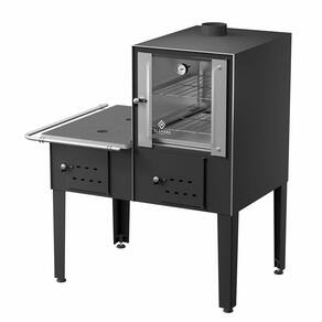 Forno Acoplado A Lenha Preto Chapa De Ferro Fundido N°01 Esq
