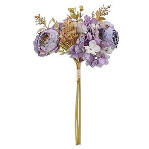 Flores Decorativas Permanentes - Buquê Misto Flores 30cm Lilás-verde - 6 Buquês
