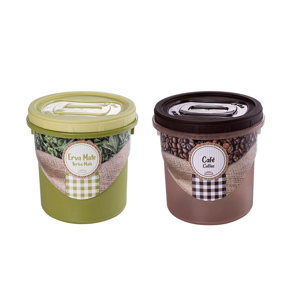 Pote Cafe e Erva Mate Porta Mantimentos 1,8L Plastico 2un