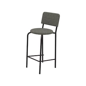 Banqueta Alta Kappesberg Capri com Assento Estofado Cor Preto Fosco/Linho Mescla 1 Unidade