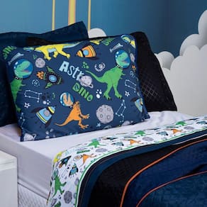 Jogo De Astrodino Branco/Azul Marinho Solteiro 03 Peças