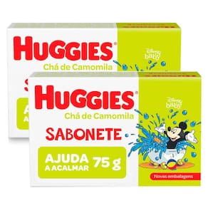 Kit 2 Sabonete em Barra Infantil Huggies Chá de Camomila 75g