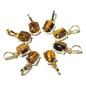 10 Mini Pingente Ponto de Luz Olho de Tigre Cabochão Garra