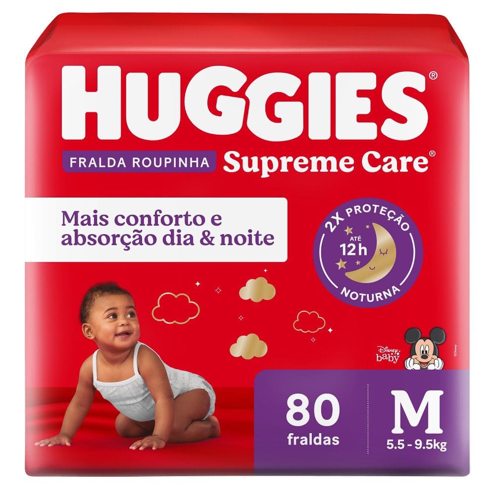 Fralda Roupinha Huggies Supreme Care Tamanho M 80 Unidades Descartáveis