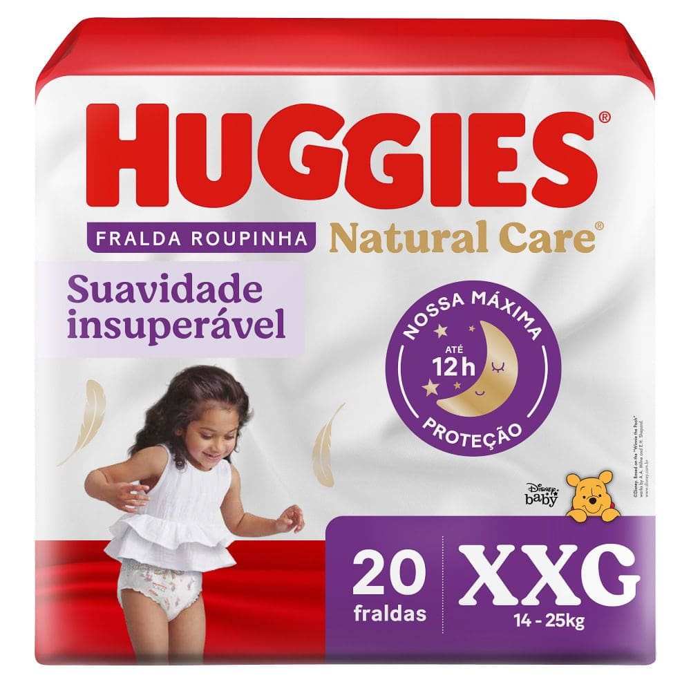 Fralda Roupinha Huggies Natural Care Tamanho XXG Pacote Mega 20 Unidades Descartáveis