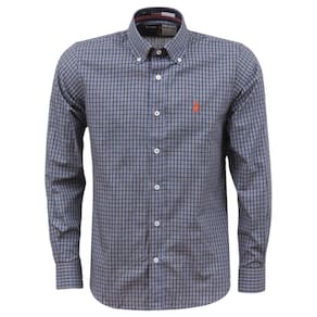 Camisa Masculina Xadrez Azul Manga Longa Austin 37332