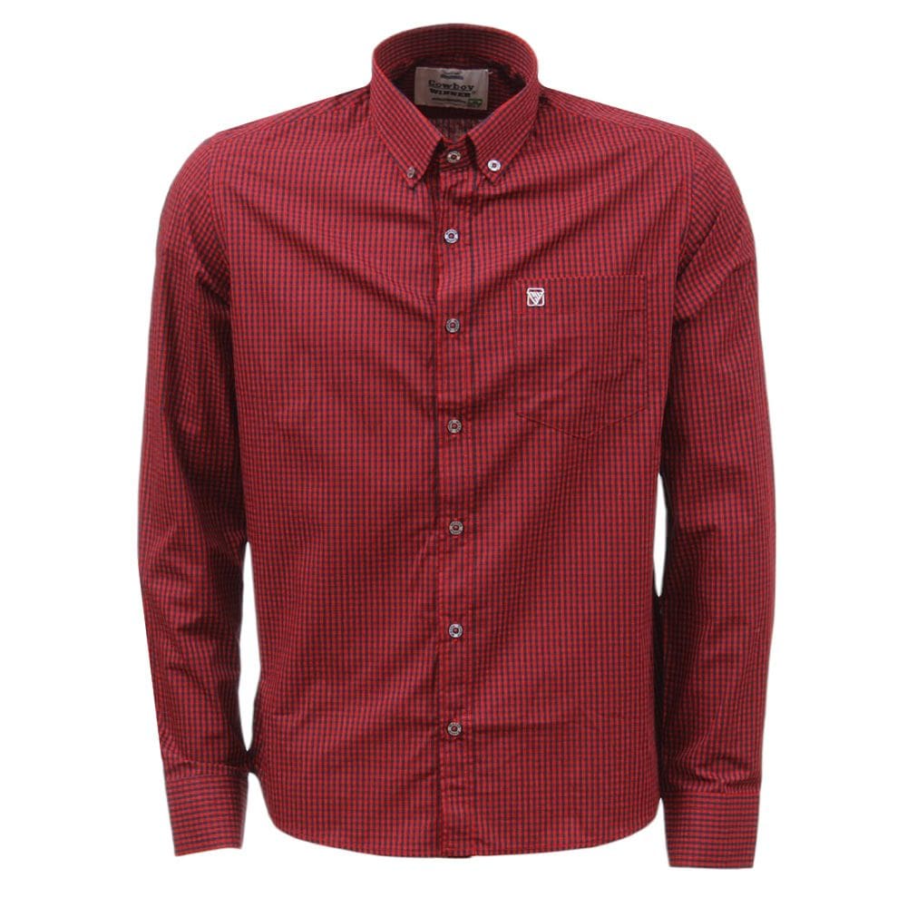 Camisa Xadrez Manga Longa Vermelha e Preto Cowboy Winner 36901