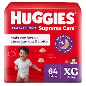 Fralda Huggies Supreme Care Roupinha Tamanho XG 64 Unidades