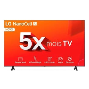 Smart LG NanoCell 65" 4K UHD 65NANO80TSA, Processador A5 Gen7 AI, , Controle Smart Magic Wi-Fi Bivolt