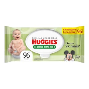Lenços Huggies Higiene Superior Limpam 2x Mais 96 Unidades