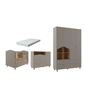 Quarto Bebe Completo MDF Dorabelly Sinha + Colchão