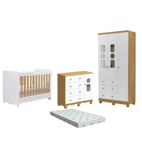 Quarto Bebe Completo Dorabelly Dyte MDF 3 Pt + Colchão