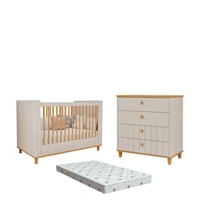 Quarto Bebe Berço e Cômoda MDF Dorabelly Cake + Colchão