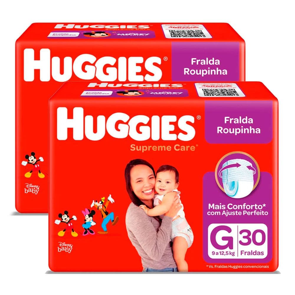 Kit de Fralda Roupinha Huggies Supreme Care Tamanho G 60 Unidades