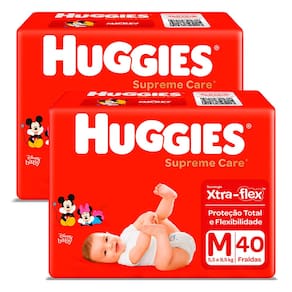 Kit 2 Fralda Huggies Supreme Care Tamanho M com  40 Unidades cada