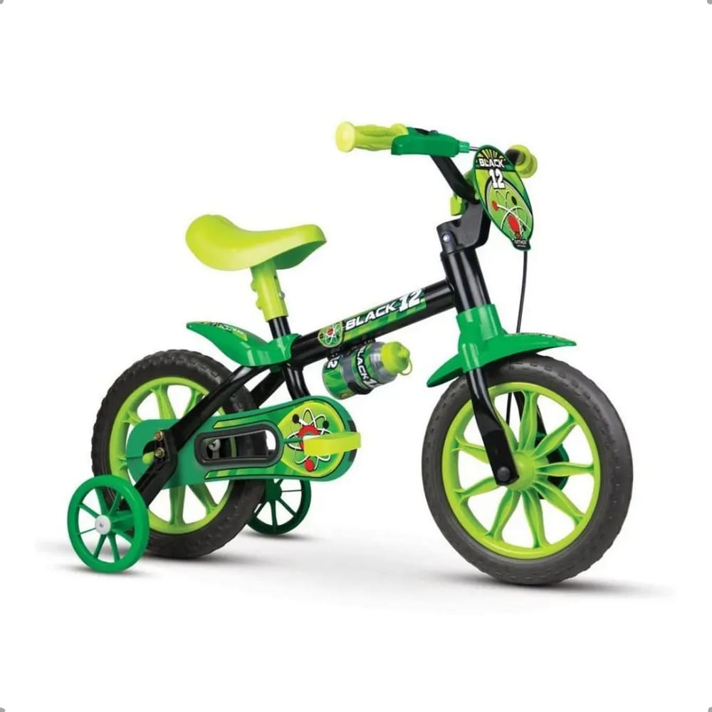 Bicicleta Infantil Nathor Aro 12 Black com Rodas Treinamento