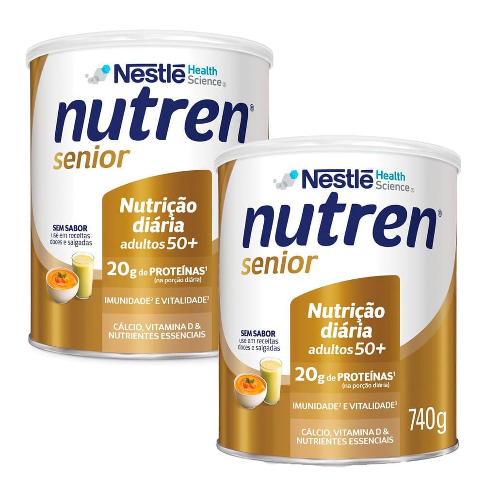 Kit 2 Nutren Senior Sem Sabor Complemento Alimentar 740g