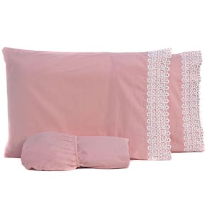 Jogo De Cama Casal Padrão 03Pçs Percal Liso 200 Fios Rosê