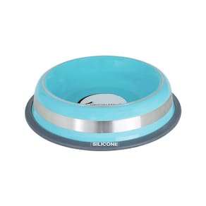 Comedouro Inox Prestige Azul 210ml - Resistente E Antiderrapante