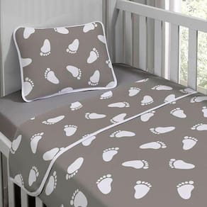 Jogo De Cama Malha Tecebem Baby Mia 3 Pçs Cinza