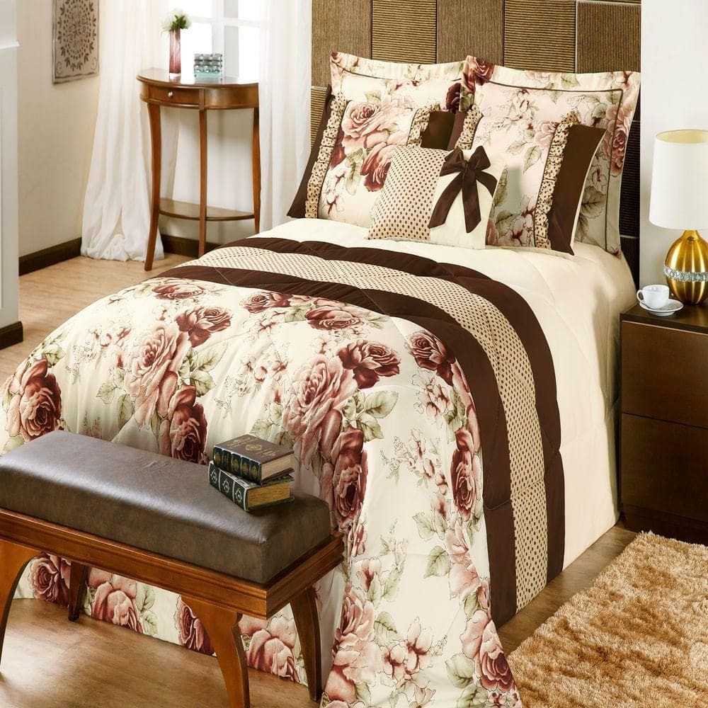 Kit Enxoval Queen Vitória Palha E Tabaco 7pçs