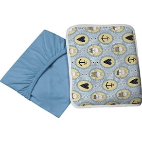 Jogo De Cama Tecebem Mini Cama Baby Malha Nino 2 Peças Azul