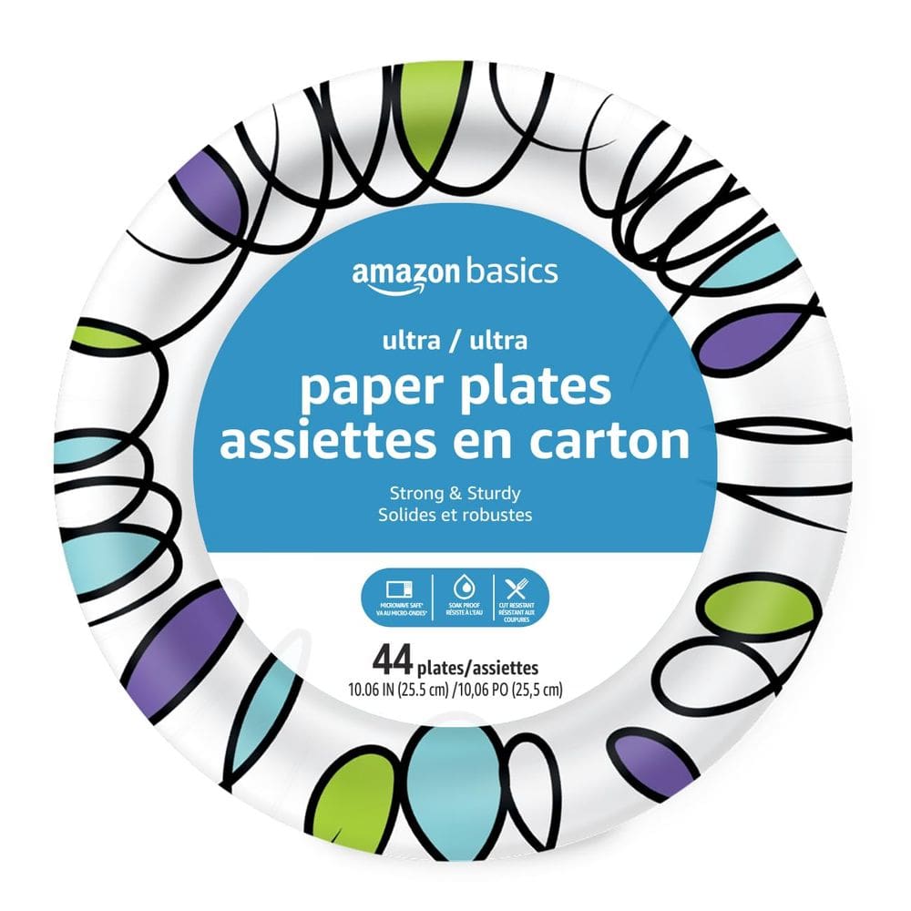 Pratos de papel Amazon Basics Ultra de 10 polegadas e 44 unidades