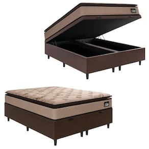 Cama Box Baú Queen Colchão Espuma D33 Pillow Top Van Gogh 158x198x64cm Marrom