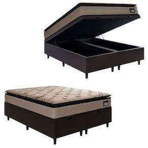 Cama Box Baú King Colchão Espuma D33 Pillow Top Van Gogh 193x203x64cm Marrom